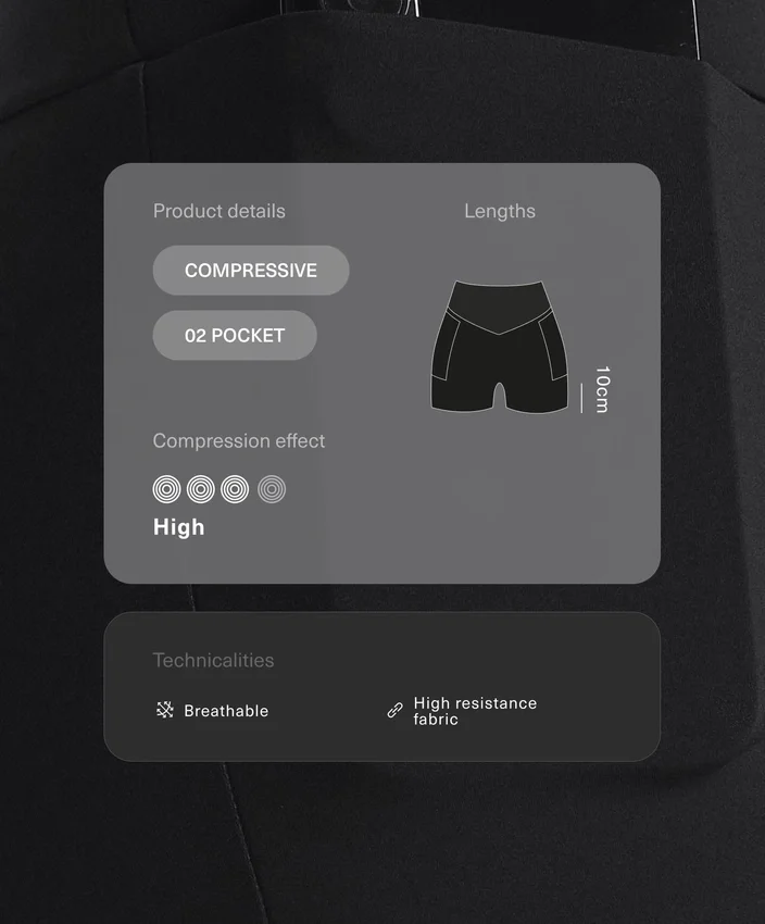 Pantalones cortos de 10 cm con cintura alta y bolsillos Compressive Pantalones cortos de 10 cm con cintura alta y bolsillos Compressive