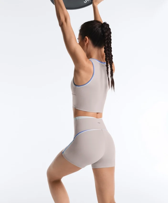 Pantalones cortos de cintura alta Compressive de 10 cm con contraste Pantalones cortos de cintura alta Compressive de 10 cm con contraste