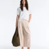 Pantalones cortos de pierna ancha con pliegues y rayas Pantalones cortos de pierna ancha con pliegues y rayas