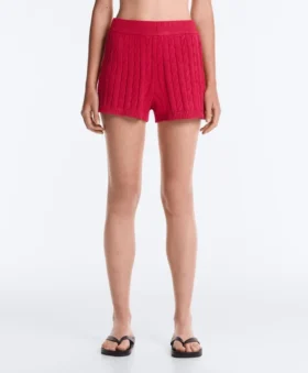 Pantalones cortos de punto trenzado lavado