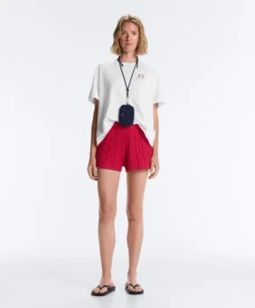 Pantalones cortos de punto trenzado lavado