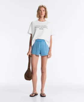 Pantalones cortos de punto trenzado lavado