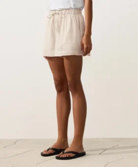 Pantalones cortos de talle medio 100 % lino