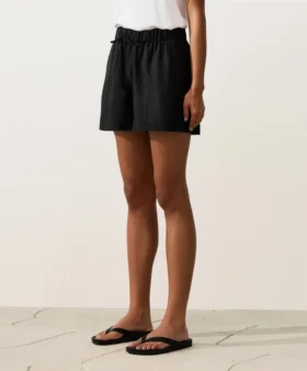 Pantalones cortos de talle medio 100 % lino