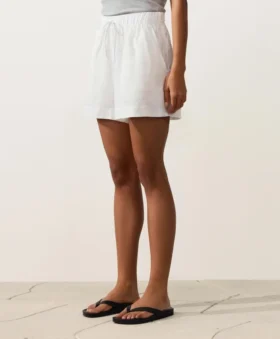 Pantalones cortos de talle medio 100 % lino
