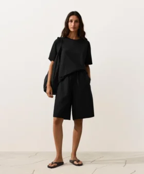 Pantalones cortos midi 100 % lino