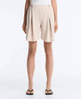 Pantalones cortos plisados a rayas anchas