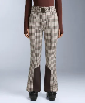 Pantalones de esquí elásticos, acampanados y de talle alto, con estampado resistente al agua