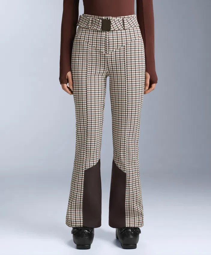 Pantalones de esquí elásticos, acampanados y de talle alto, con estampado resistente al agua Pantalones de esquí elásticos, acampanados y de talle alto, con estampado resistente al agua