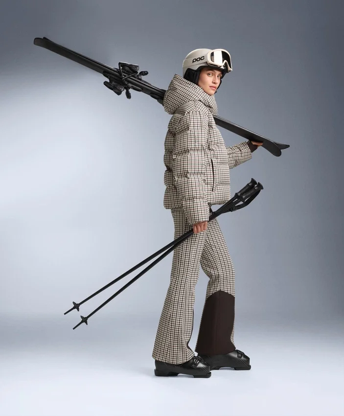 Pantalones de esquí elásticos, acampanados y de talle alto, con estampado resistente al agua Pantalones de esquí elásticos, acampanados y de talle alto, con estampado resistente al agua