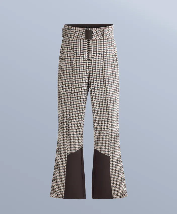 Pantalones de esquí elásticos, acampanados y de talle alto, con estampado resistente al agua Pantalones de esquí elásticos, acampanados y de talle alto, con estampado resistente al agua