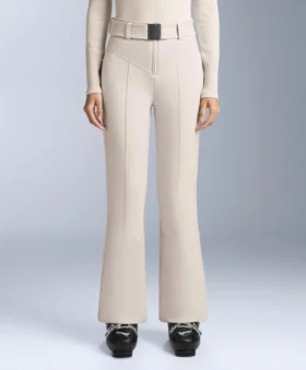 Pantalones de esquí elásticos, acampanados y de talle alto, resistentes al agua