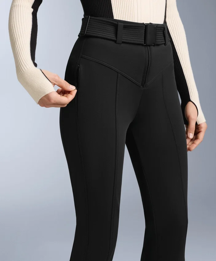 Pantalones de esquí elásticos, acampanados y de talle alto, resistentes al agua Pantalones de esquí elásticos, acampanados y de talle alto, resistentes al agua