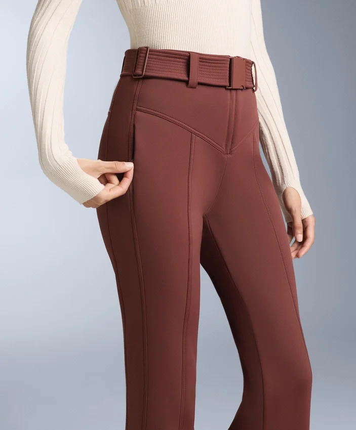 Pantalones de esquí elásticos, acampanados y de talle alto, resistentes al agua Pantalones de esquí elásticos, acampanados y de talle alto, resistentes al agua