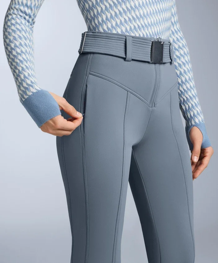Pantalones de esquí elásticos, acampanados y de talle alto, resistentes al agua Pantalones de esquí elásticos, acampanados y de talle alto, resistentes al agua