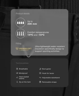 Pantalones de esquí impermeables de corte recto holgado Primaloft® Feel the Performance Tm