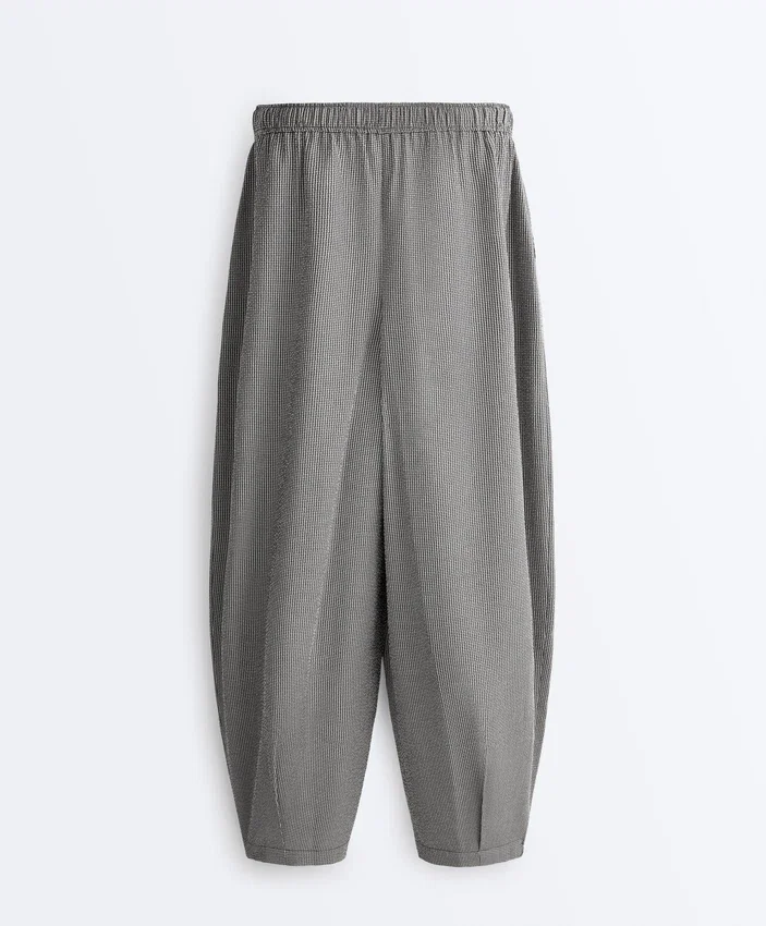 Pantalones de estilo globo de mezcla de lyocell con estampado de cuadros vichy Pantalones de estilo globo de mezcla de lyocell con estampado de cuadros vichy