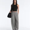 Pantalones de estilo globo de mezcla de lyocell con estampado de cuadros vichy Pantalones de estilo globo de mezcla de lyocell con estampado de cuadros vichy