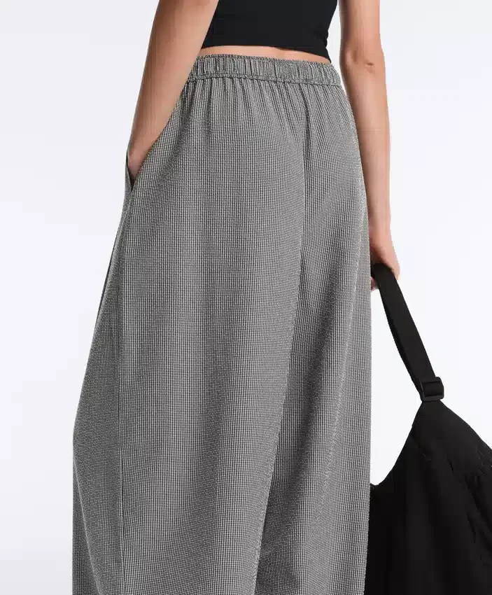 Pantalones de estilo globo de mezcla de lyocell con estampado de cuadros vichy Pantalones de estilo globo de mezcla de lyocell con estampado de cuadros vichy