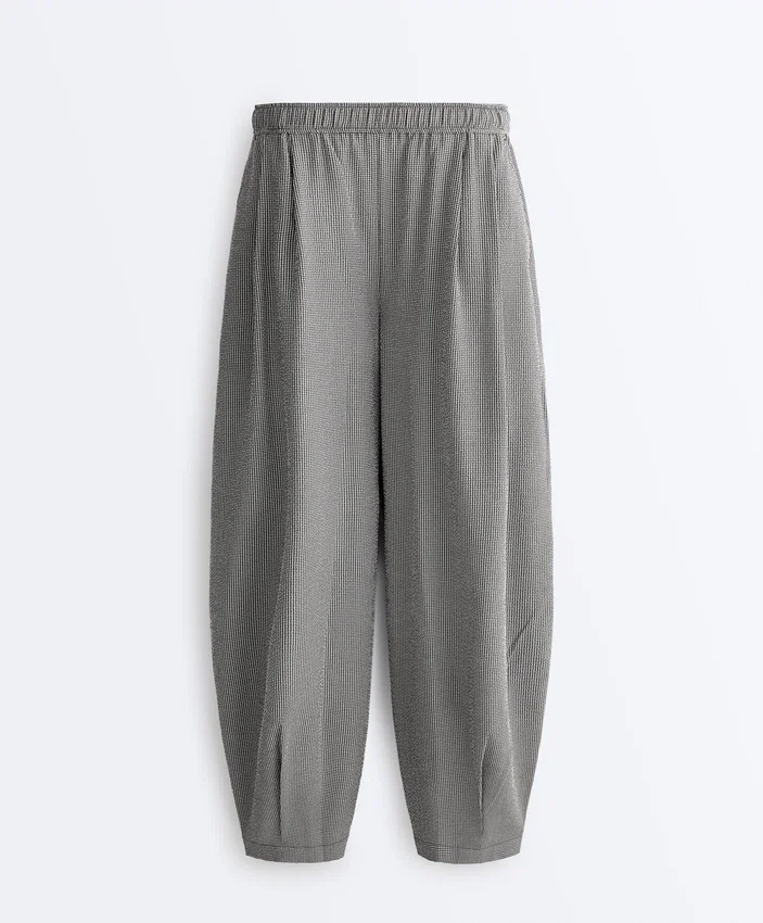 Pantalones de estilo globo de mezcla de lyocell con estampado de cuadros vichy Pantalones de estilo globo de mezcla de lyocell con estampado de cuadros vichy