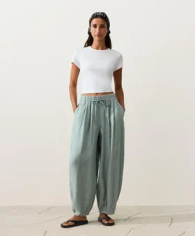 Pantalones de globo 100 % lino