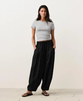 Pantalones de globo 100 % lino