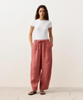Pantalones de globo 100 % lino