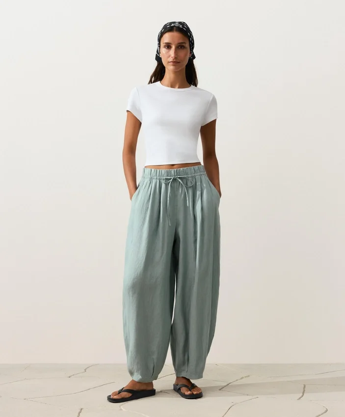 Pantalones de globo 100 % lino Pantalones de globo 100 % lino