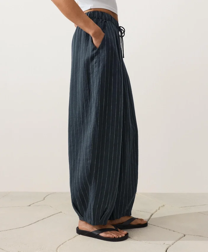 Pantalones de globo 100 % lino Pantalones de globo 100 % lino