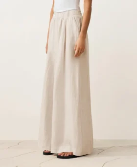 Pantalones de pierna ancha 100 % lino