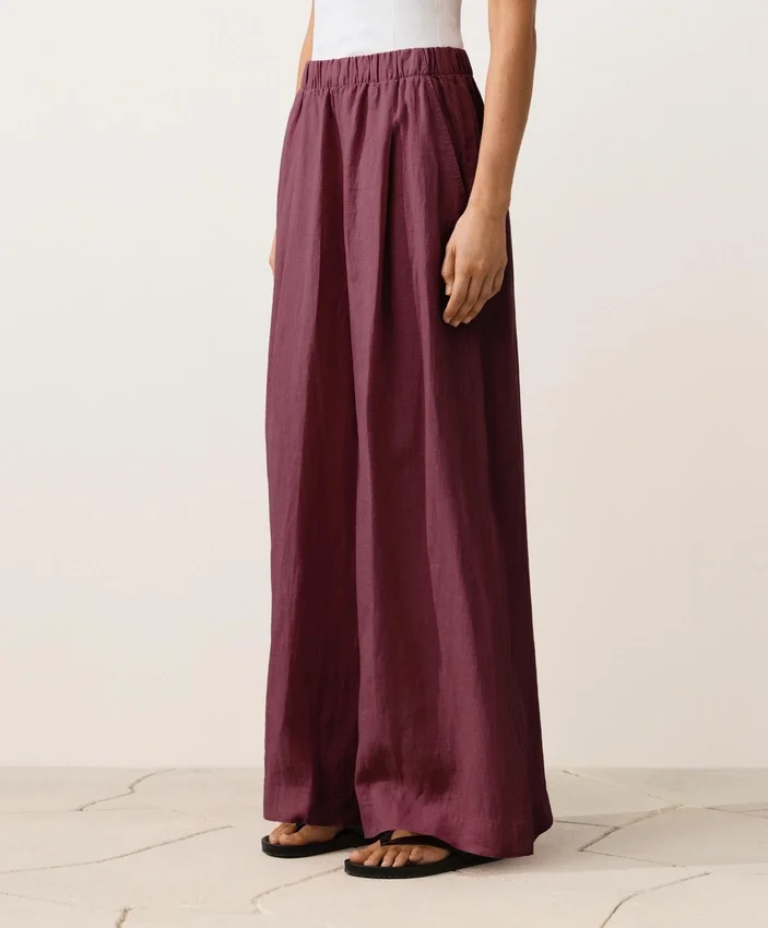 Pantalones de pierna ancha 100 % lino Pantalones de pierna ancha 100 % lino