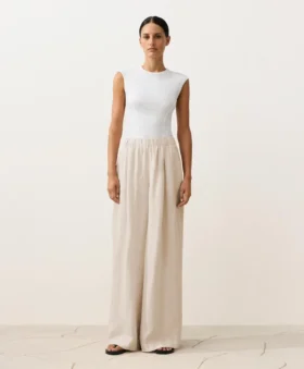 Pantalones de pierna ancha 100 % lino