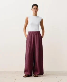 Pantalones de pierna ancha 100 % lino