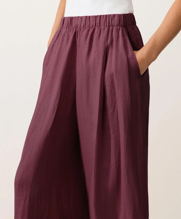 Pantalones de pierna ancha 100 % lino Pantalones de pierna ancha 100 % lino
