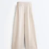 Pantalones de pierna ancha 100 % lino