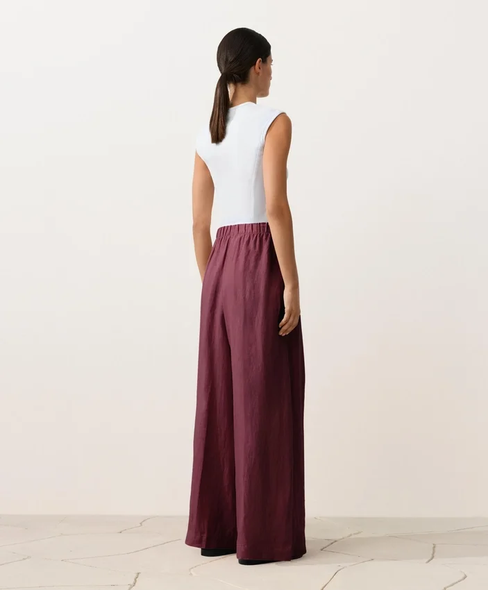 Pantalones de pierna ancha 100 % lino Pantalones de pierna ancha 100 % lino