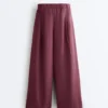 Pantalones de pierna ancha 100 % lino Pantalones de pierna ancha 100 % lino