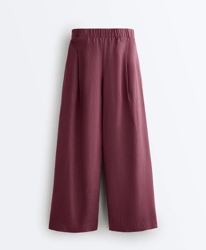 Pantalones de pierna ancha 100 % lino Pantalones de pierna ancha 100 % lino