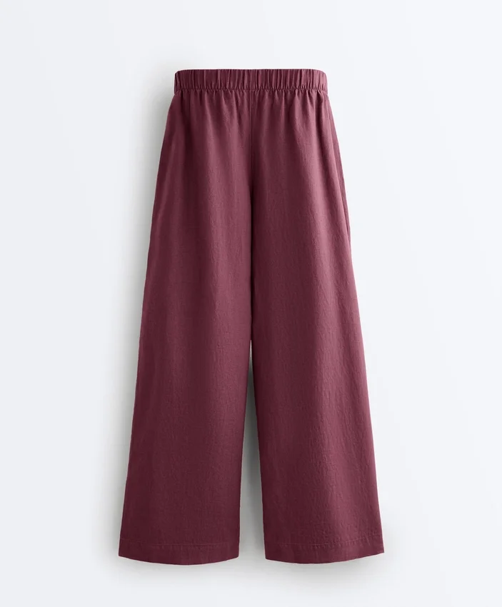 Pantalones de pierna ancha 100 % lino Pantalones de pierna ancha 100 % lino