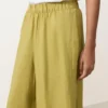 Pantalones de pierna ancha 100 % lino con pliegue lateral Pantalones de pierna ancha 100 % lino con pliegue lateral