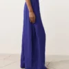 Pantalones de pierna ancha 100 % lino con pliegue lateral Pantalones de pierna ancha 100 % lino con pliegue lateral
