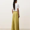 Pantalones de pierna ancha 100 % lino con pliegue lateral Pantalones de pierna ancha 100 % lino con pliegue lateral