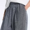 Pantalones de pierna ancha a cuadros de mezcla de algodón