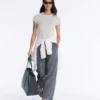 Pantalones de pierna ancha a cuadros de mezcla de algodón