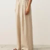 Pantalones de pierna ancha a rayas 100 % lino