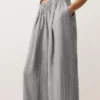 Pantalones de pierna ancha a rayas 100 % lino