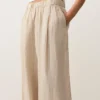 Pantalones de pierna ancha a rayas 100 % lino