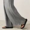 Pantalones de pierna ancha a rayas 100 % lino