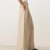 Pantalones de pierna ancha a rayas 100 % lino