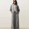 Pantalones de pierna ancha a rayas 100 % lino